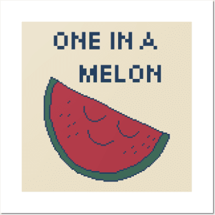 One In A Melon. 8Bit Pixel Art. One in a million. Posters and Art